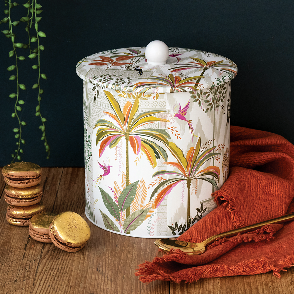 Sara Miller Palm Garden Biscuit Barrel Tin