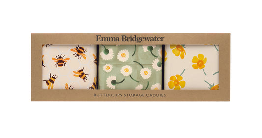 Emma Bridgewater Buttercups Square Canister Tin Pack Of 3 Boxed