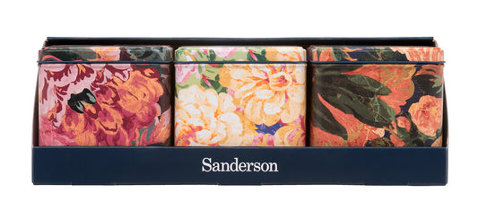 Sanderson Very Rose & Peony Square Canister Tin Pack Of 3 Boxed