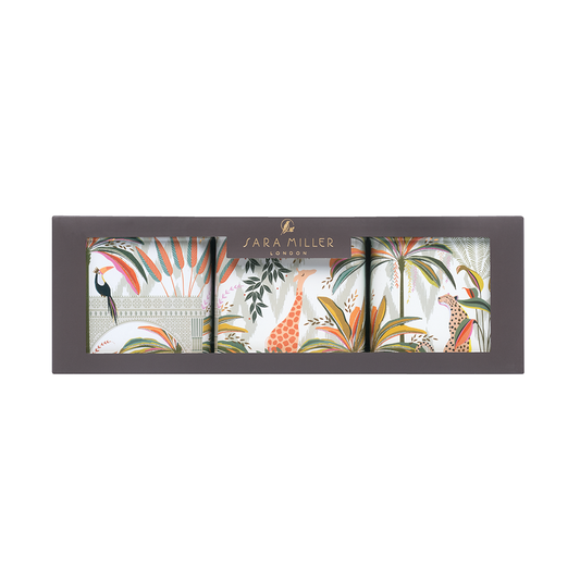 Sara Miller Palm Garden Square Canister Tin Pack Of 3 Boxed
