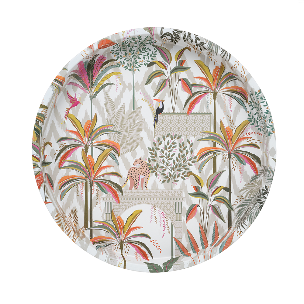 Sara Miller Palm Garden Round Tin Tray
