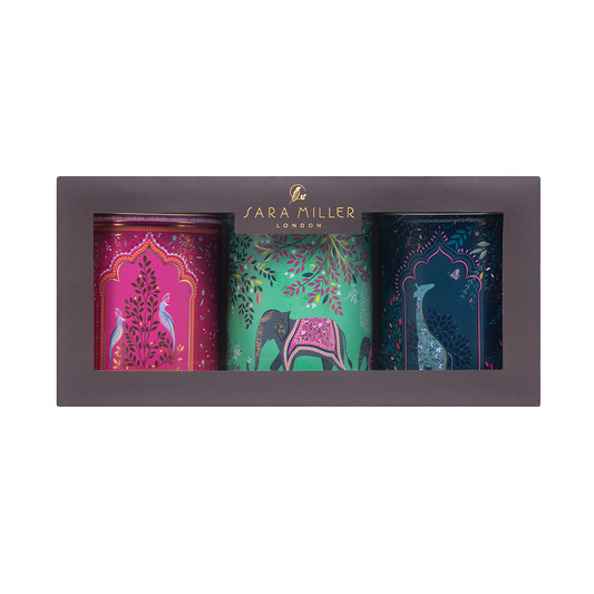 Sara Miller India Round Canister Boxed Set Of 3 Tins