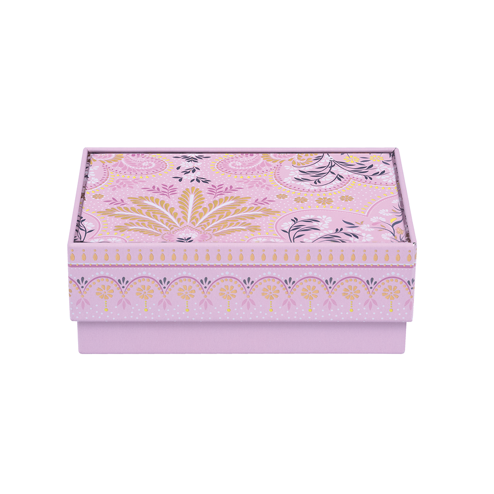Sara Miller Decorative Filigree Iced Pink Small Rectangle Tin
