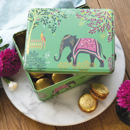 Sara Miller India Elephants Biscuit Tin