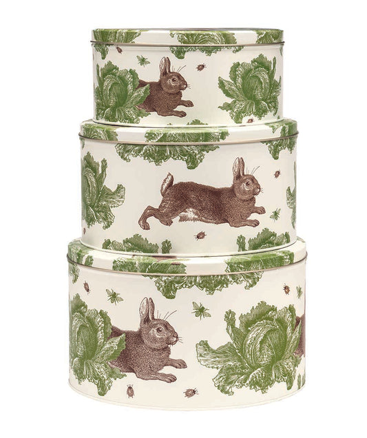 Emma Bridgewater Thornback & Peel, Rabbit & Cabbage Round Set Of 3 Cake Tins