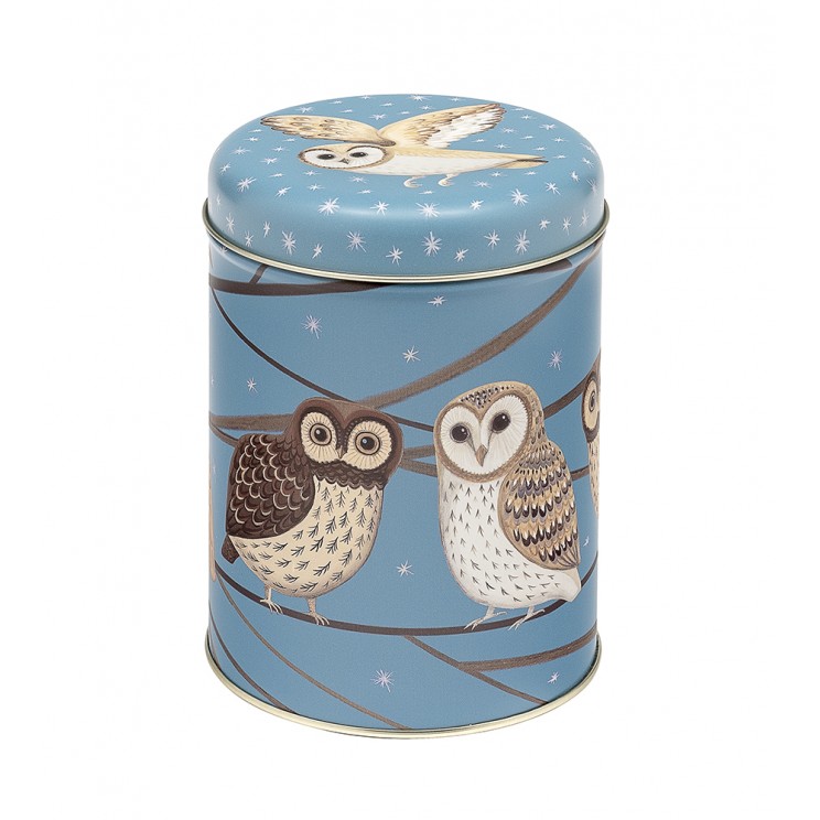 Owls Round Caddy Tin